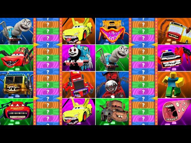 Lightning McQueen Eater  All Monster Eater Friends Megamix - Tiles Hop Spinning Wheel Epic Battle !