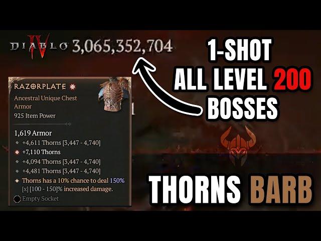 Thorns Barb 1-SHOT ALL Uber Bosses - Season 4 Diablo 4