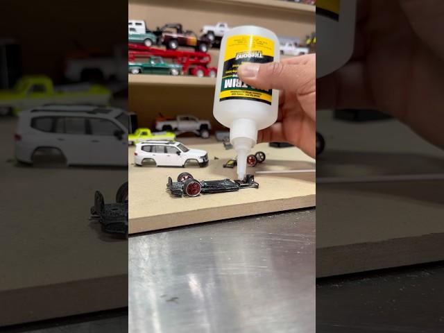 Styrene axle tubes cut and installed giving the Land Cruiser the perfect rolling ride height 