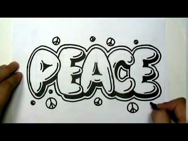 How to draw PEACE in Graffiti Letters - Write Peace in Bubble Letters - MAT