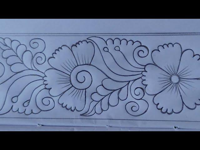 Hand embroidery nakshi kantha design drawing tutorial,নকশীকাঁথা  বর্ডার লাইন নকশা