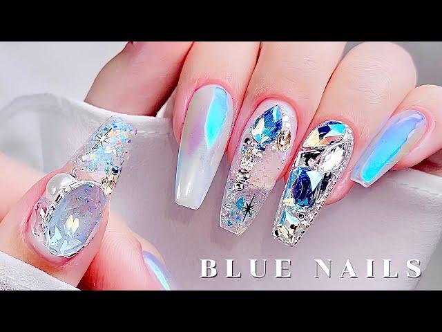 sub) Powder, Glitter, Full stone! Nails / Powder nail / Winter nail / Nailart / Selfnail