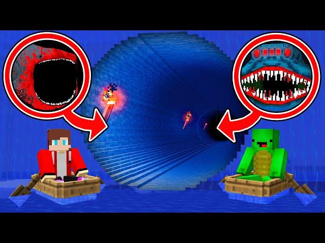 Mikey and JJ Found Longest Scary Blood & El Gran Maja Tunnel at Night in Minecraft Maizen?!