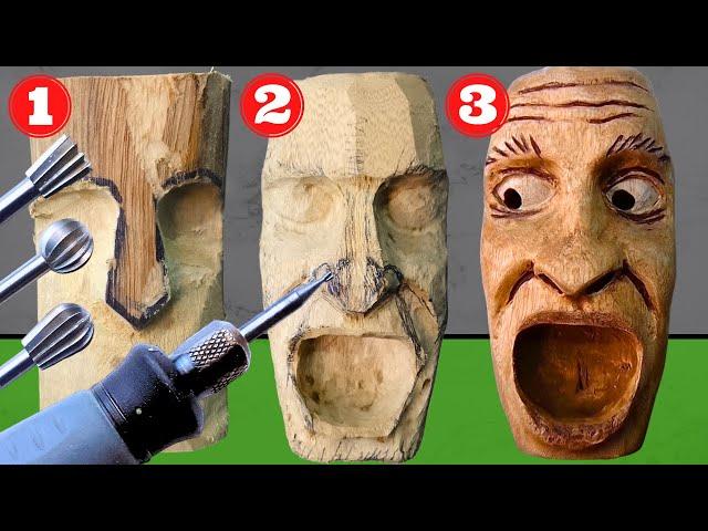 Wood Carving Tutorial: Creating a Surprised Face on a Stick with a Dremel Tool