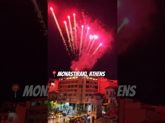 Monastiraki by night #athena #greece #monastiraki #byzantinechurch #fireworks   #rooftop #boom