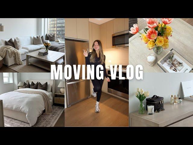 MOVING VLOG!  | a new chapter, unpacking, organizing, + furnished apartment tour