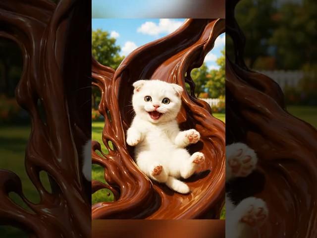 Kitten Made a Chocolate Slide! #funny #cutecat #cats #ballerinacappuccina