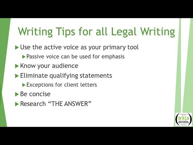 Legal Writing Workshop - Part 1: 10 Legal Writing Tips