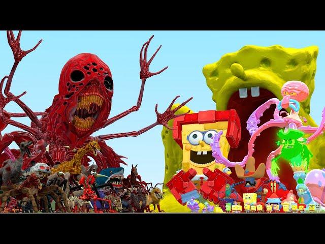 New Zoochosis Monsters Family Vs New SpongeBob Family In Garry's Mod