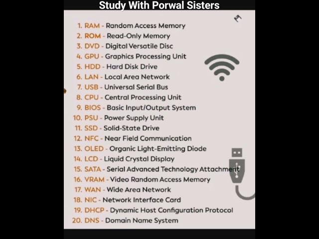 very important full forms #studywithporwalsisters #viral #computer #fullform #imp