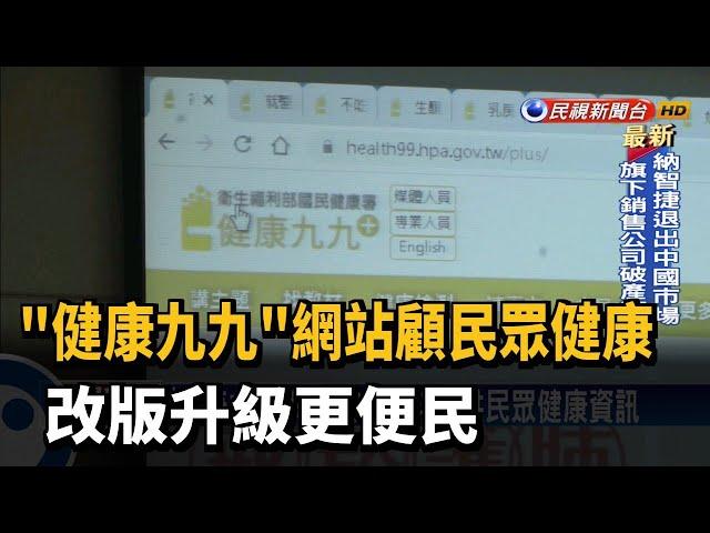 "健康九九"網站顧民眾健康 改版升級更便民－民視新聞