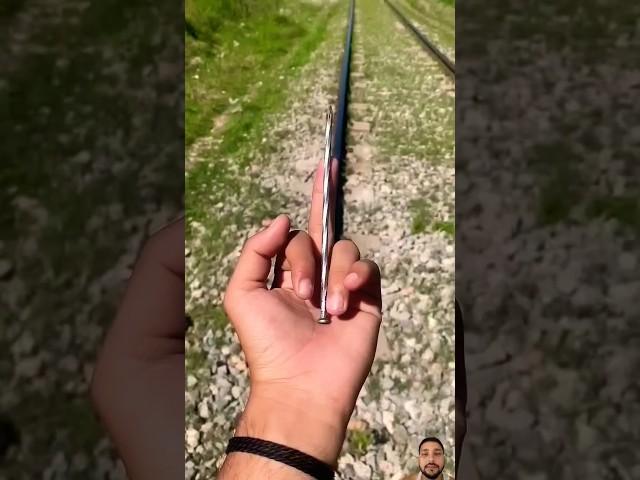 Train Vs Long Nail | Train Tier Puncture #challenge #railway #railroad #train #railwayline #Doanyway