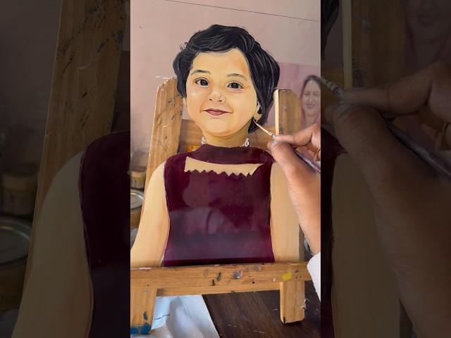 Painted my Cutest Client on Glass  Commissioned Work ️ #glasspainting #shorts #oilpainting