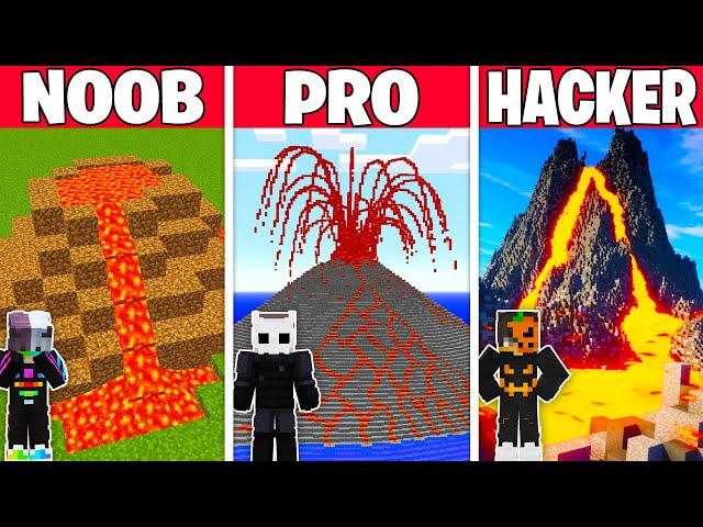 NOOB vs PRO vs HACKER: EN UZUN YANARDAĞ YAPI KAPIŞMASI! - Minecraft