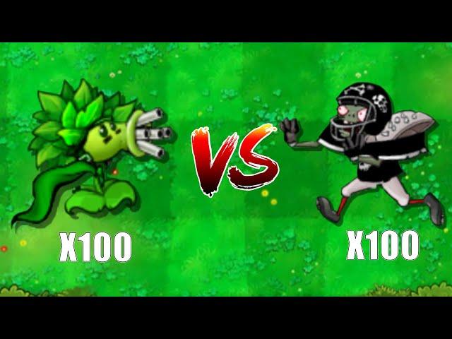 100 Plants Vs 100 Football Zombies, Who will win? Plants vs Zombies Hybrid Challenge