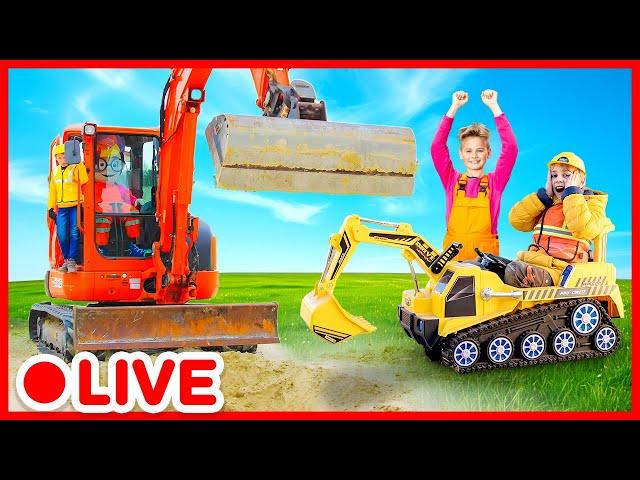 Excavator and holes  Construction Videos for Kids | Kidibli