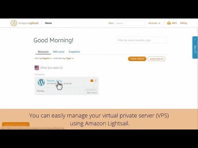 Amazon Lightsail: Instance Management