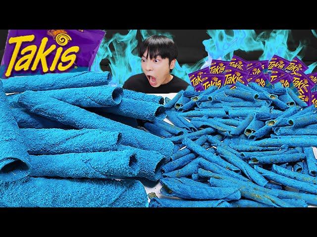 HOW TO MAKE SPICY GIANT BLUE TAKIS !? BLUE FOOD, RECIPE ! EATING #FYP