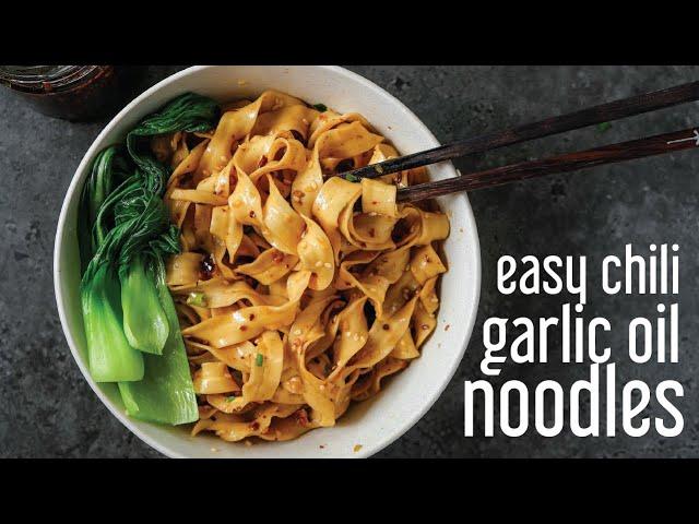 A simple yet tasty one bowl Easy Chili Garlic Oil Noodles | Chinese Vegan Recipe