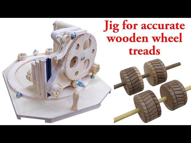 Jig for accurate wood wheel tire treads - plans available