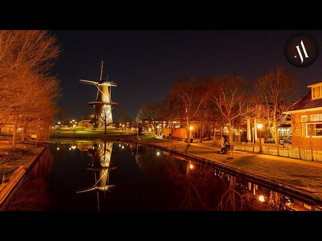 Quiet Night Walk in Leiden, Netherlands, 4K 60FPS