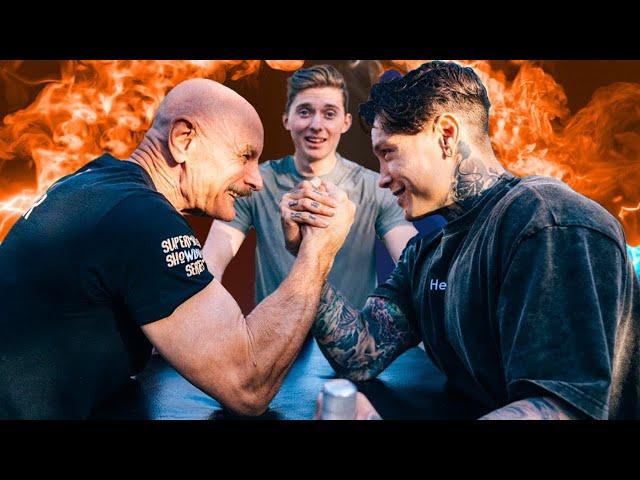 Chris Heria VS PRO Arm Wrestling GRANDPA