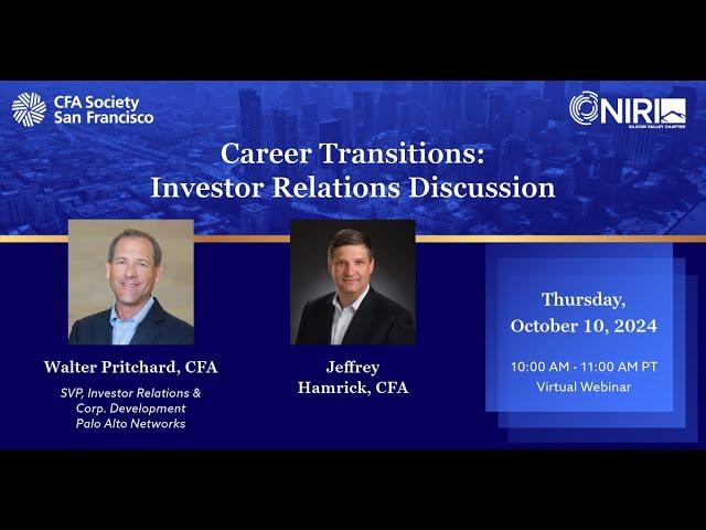 Career Transitions: Investor Relations Discussion w/ Walter Pritchard