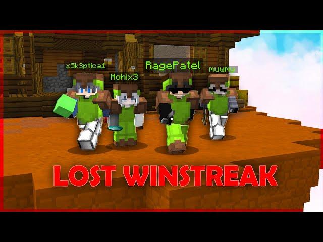 Losing Winstreak in BedWars 4s Pika Network