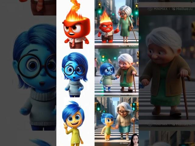 Inside Out Cartoon Helping Grandma Cross the Street #insideout #cartoonvideo #disney #pixar