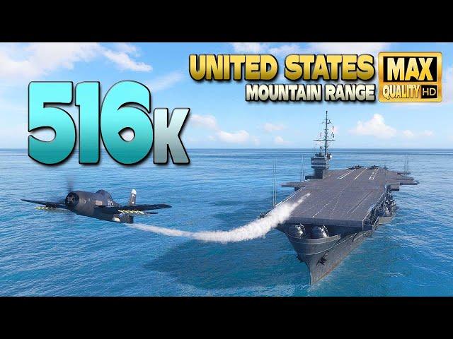 Aircraft Carrier United States with insane 516k damage (EU record) - World of Warships