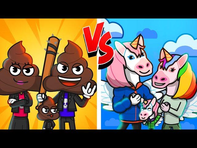 My Family vs Your Family | Mr Poophead vs Unicorn Man | Funny Types Of Parents | emojitown