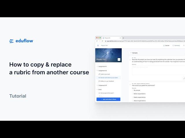 Eduflow tutorial · How to replace a rubric from another course