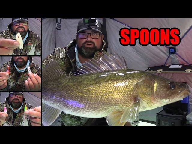 My Top Spoons for Ice Fishing BIG Walleye!!