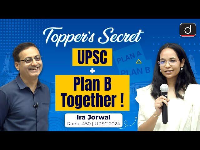Ira Jorwal | Rank – 450 | Plan B and UPSC Preparation Strategy | Drishti IAS English