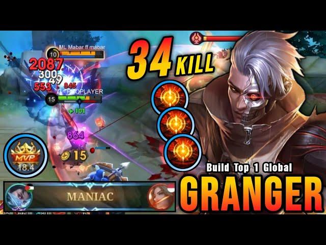 34 Kills + MANIAC!! Granger 100% BROKEN HERO!! - Build Top 1 Global Granger ~ MLBB