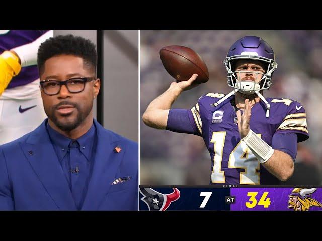 Vikings are best team in NFC - Nate Burleson on Sam Darnold 4 TD to beat CJ Stroud's Texans 34-6