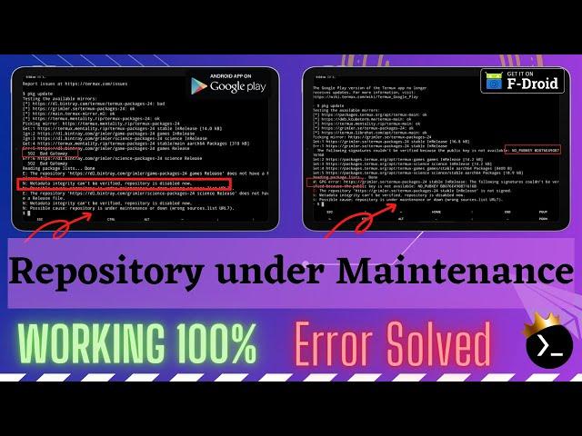 Repository is under maintenance or down Error fixed in Termux. | 502 Bad Gateway | GPG Error Solved