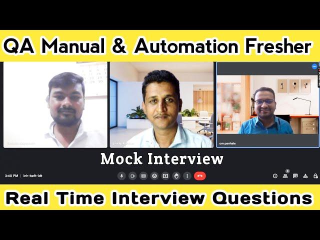 Manual & Automation Testing Fresher Mock Interview | Automation Testing Interview Question & Answers