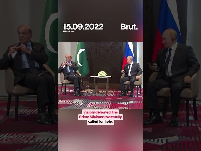 Pakistan PM Shehbaz Sharif fumbled with his earphones during a bilateral meeting with Putin.