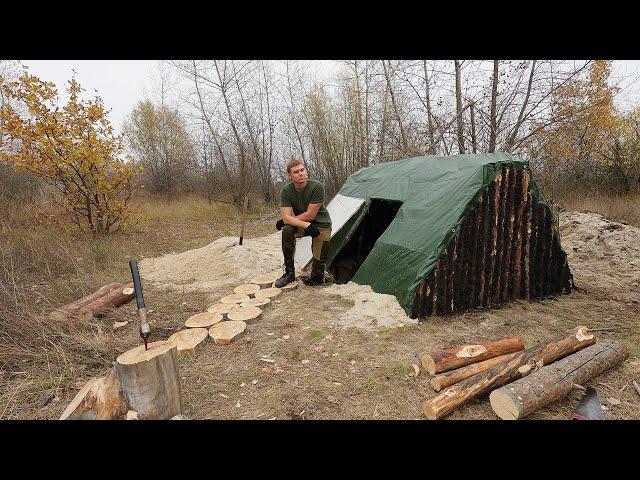 Building a shelter for survival in 7 days in the wild, shelter in the ground