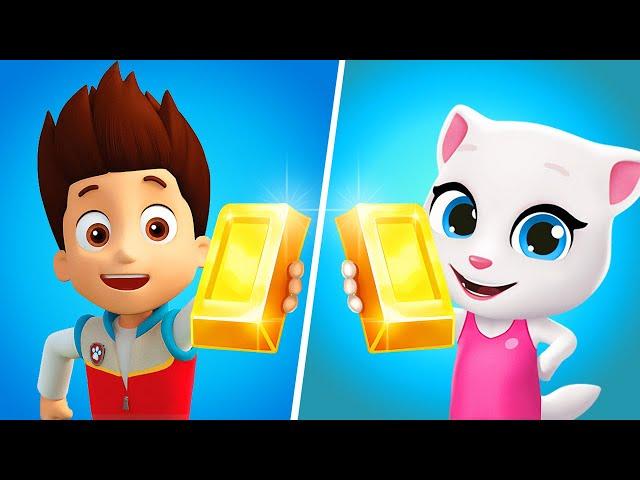 Talking Angela VS Paw Patrol - Tom Gold Run New Character, Ryder Gameplay, Talking Tom Gold Run Game