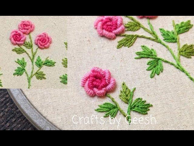 Bullion knot Rose hand embroidery tutorial - easy bullion knot - Brazilian embroidery - Lesson 53