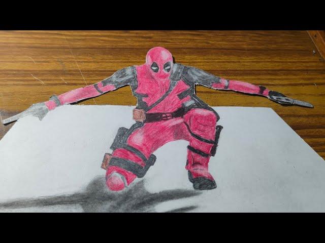 3d drawing deadpool #marvel #deadpool #drawing #art #howtosketch #shorts #shortsvideo