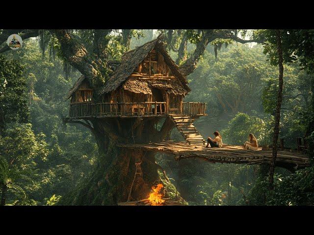 30 Days: Two Beautiful Girls Build a Treehouse in the Deep Forest | Under $10 | From Start to Finish