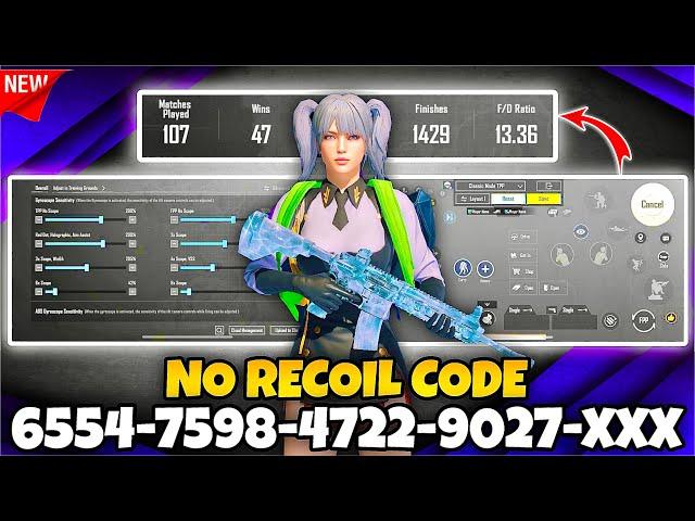 BGMI 2024 NO RECOIL/ZERO RECOIL SENSITIVITY CODE | BGMI BEST SENSITIVITY SETTINGS.