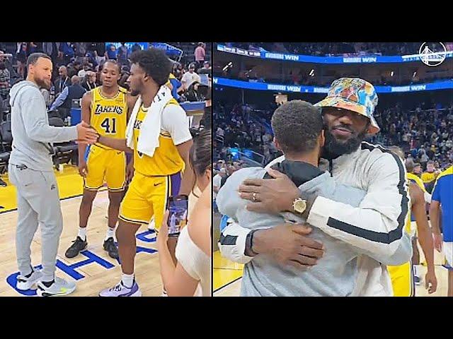 Stephen Curry Gives Bronny James Respect Before Greeting LeBron James! Lakers vs Warriors