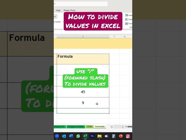 How to Divide values in Excel