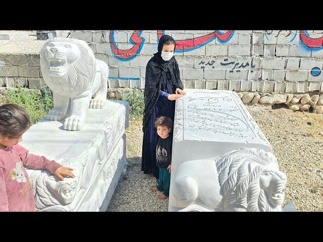 With a broken heart, Narges ordered a tombstone for young Ibrahim