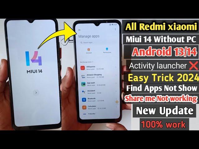 All Redmi/Xiaomi Miui 14 Frp Bypass 2024 Android 13/14 | Google Account Without Pc |  Find apps