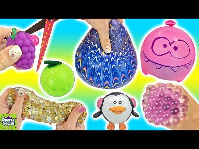 What's Inside Squishy Grapes Toy! Homemade Stress Balls! Gold Star Slime Mesh Ball Doctor Squish